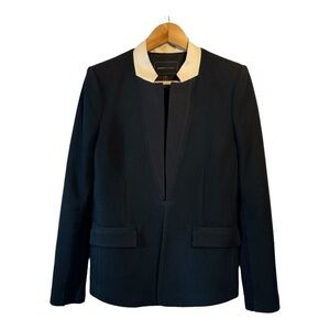 BCBG MaxAzria Ryan Contrast Collar Tuxedo Blazer in Black